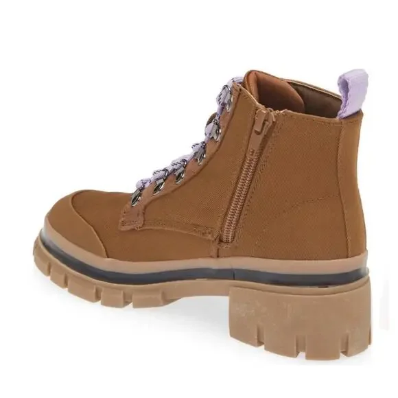 Steve Madden Kids Tan Cognac JHuckle Zipper Lace Up Girls’ Combat Boots Size 3 - Picture 2 of 10